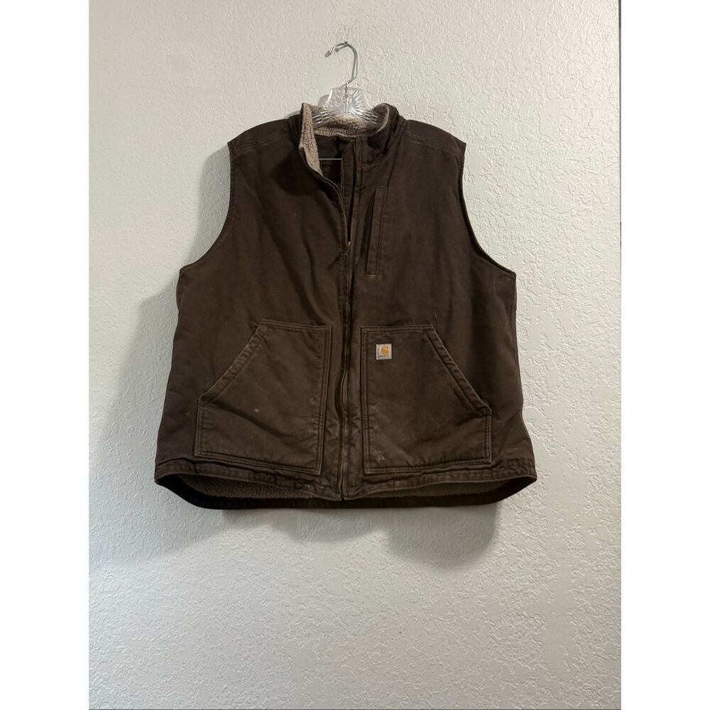 Carhartt Women's Vest Duck Sherpa Lined Work Wear Brown 1X 104224-DKB